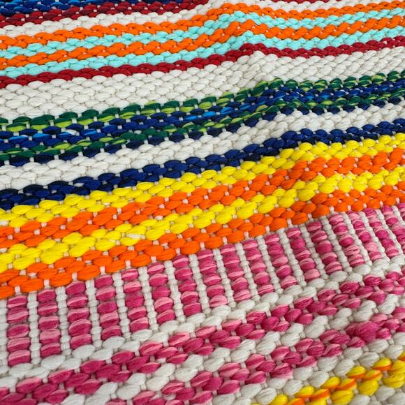 Annie Selke Dash & Albert Bright Stripe Hand Woven Indoor Outdoor Rug - Picture 4 of 5